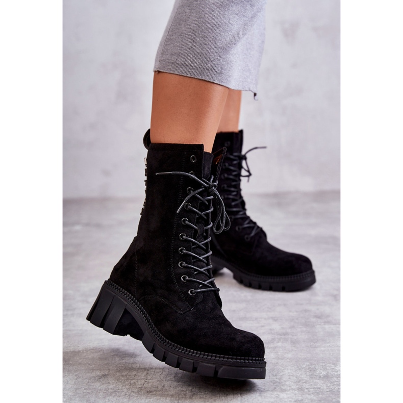 PG1 Botas femininas de camurça preta quente Hermesa preto 2