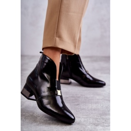 Botas de couro com salto chato Laura Messi 2268 preta preto 1