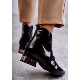 Botas de couro com salto chato Laura Messi 2268 preta preto 2