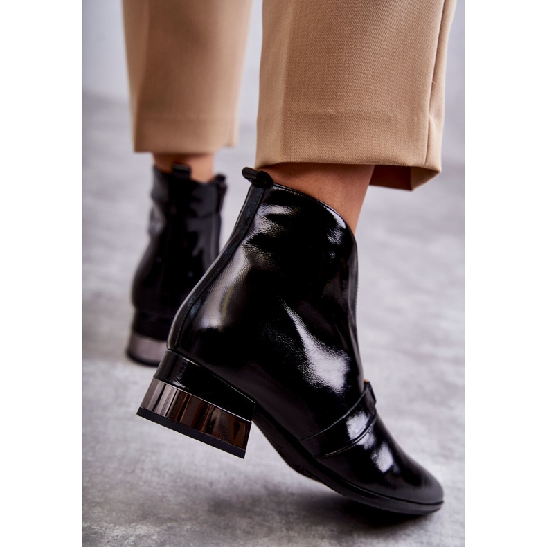 Botas de couro com salto chato Laura Messi 2268 preta preto 2