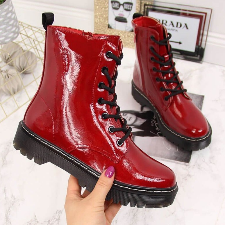 Botas isoladas lacadas S. Barski W OLI71B Vermelho 1