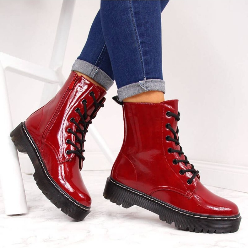 Botas isoladas lacadas S. Barski W OLI71B Vermelho 2