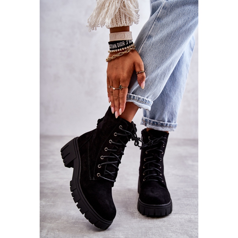 PG1 Botas quentes de camurça feminina com zíper preto Emilien 1