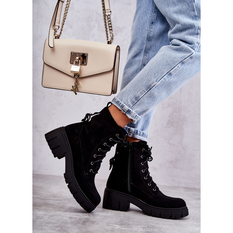 PG1 Botas quentes de camurça feminina com zíper preto Emilien 3