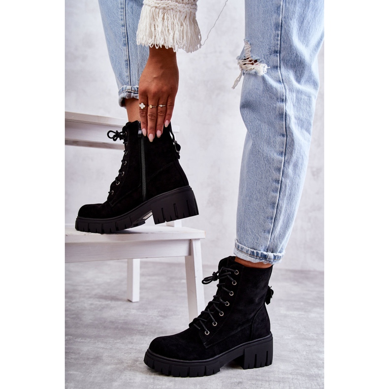 PG1 Botas quentes de camurça feminina com zíper preto Emilien 4