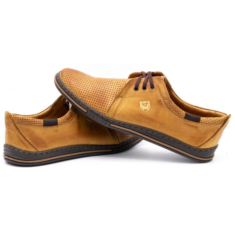 Polbut Sapatos masculinos de couro 343 picotado vermelho bege 4