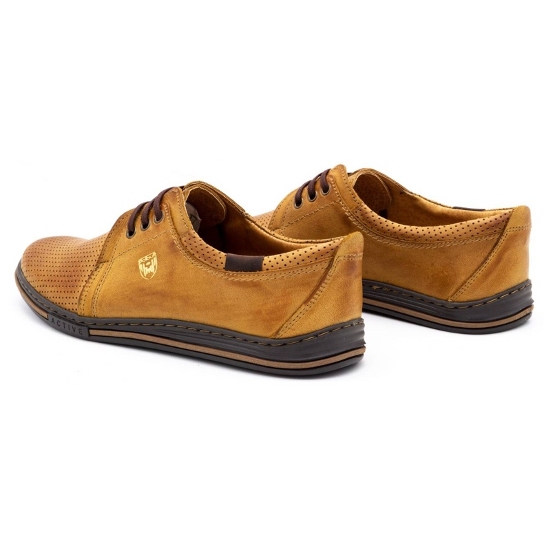 Polbut Sapatos masculinos de couro 343 picotado vermelho bege 5