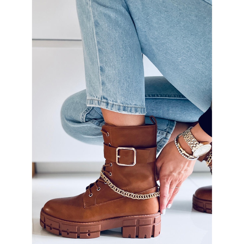 Botas militares Maude Camel marrom 2