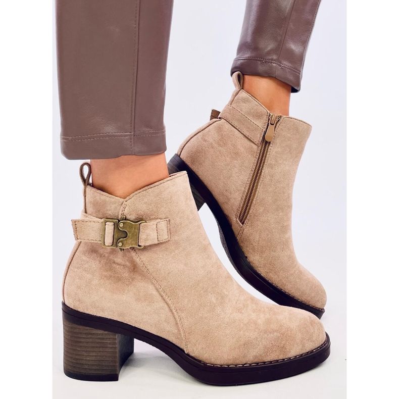 Botas clássicas de salto alto Marsha Khaki bege 2 Botas clássicas de salto alto Marsha Khaki bege 2