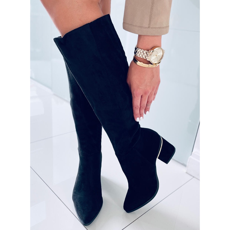 Bota de salto alto Heather Black preto 1