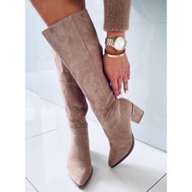 Heather L.KHAKI Bota de salto alto bege cáqui 1