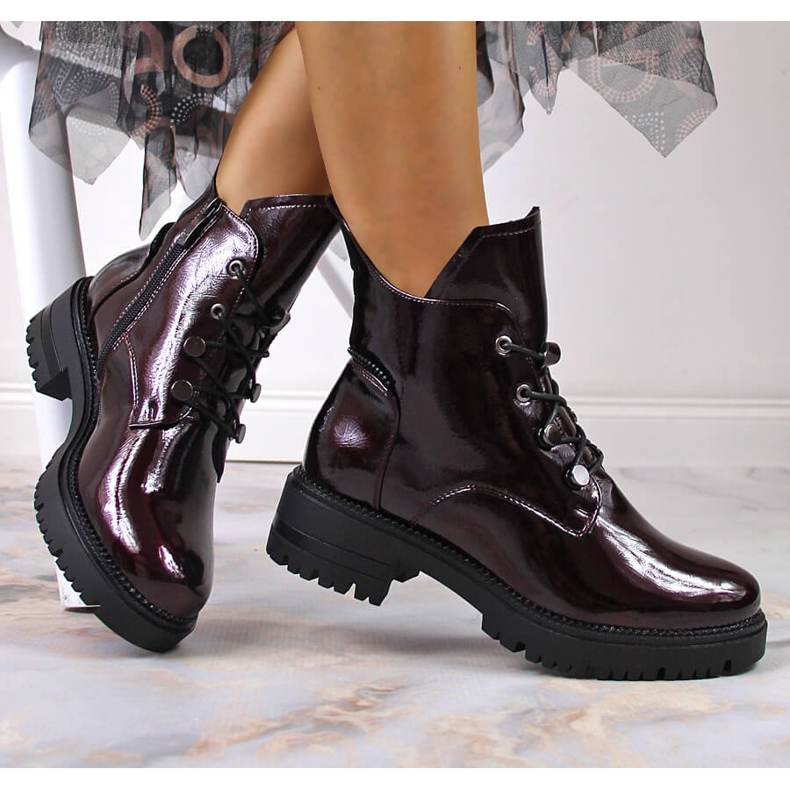 Sapatos femininos, envernizados, bordô, Potocki clarete vermelho 1