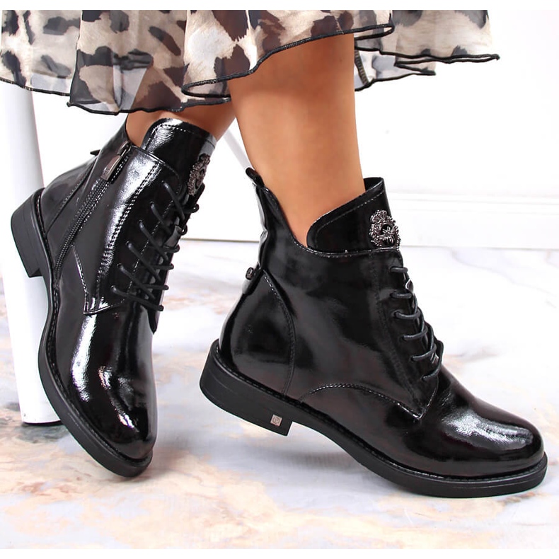 Botas isolantes lacadas pretas de mulher Potocki preto 1