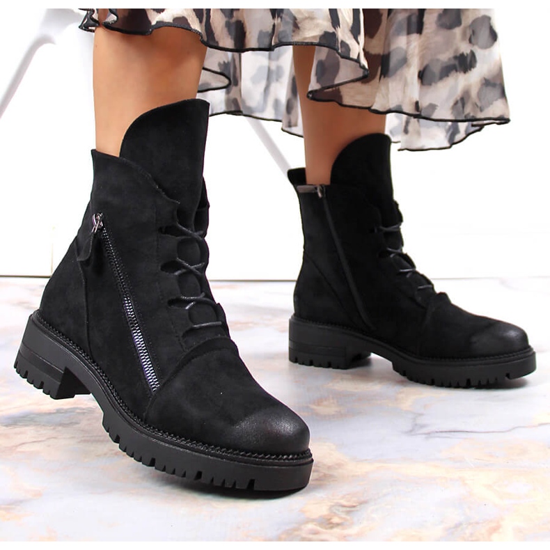 Botas pretas de mulher com fecho, Potocki preto 1