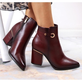 Botas femininas no poste de Borgonha quente Potocki clarete vermelho 1
