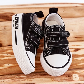 Tênis infantil de pano com velcro Big Star KK374080 Preto-Branco 2