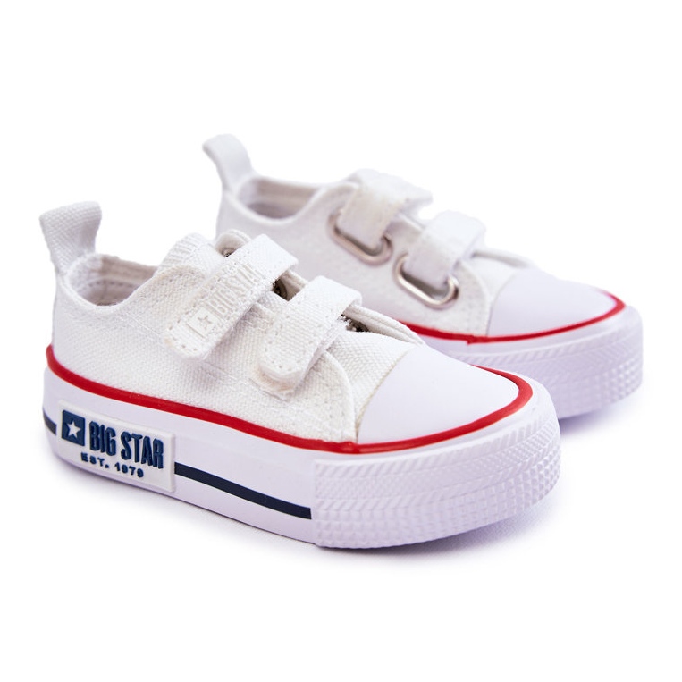 Tênis infantil de pano com velcro Big Star KK374085 branco 1