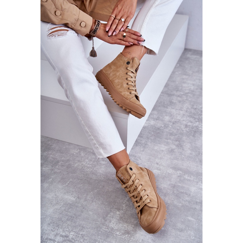 Tênis feminino Big Star High Warm Camel GG274072 bege 1