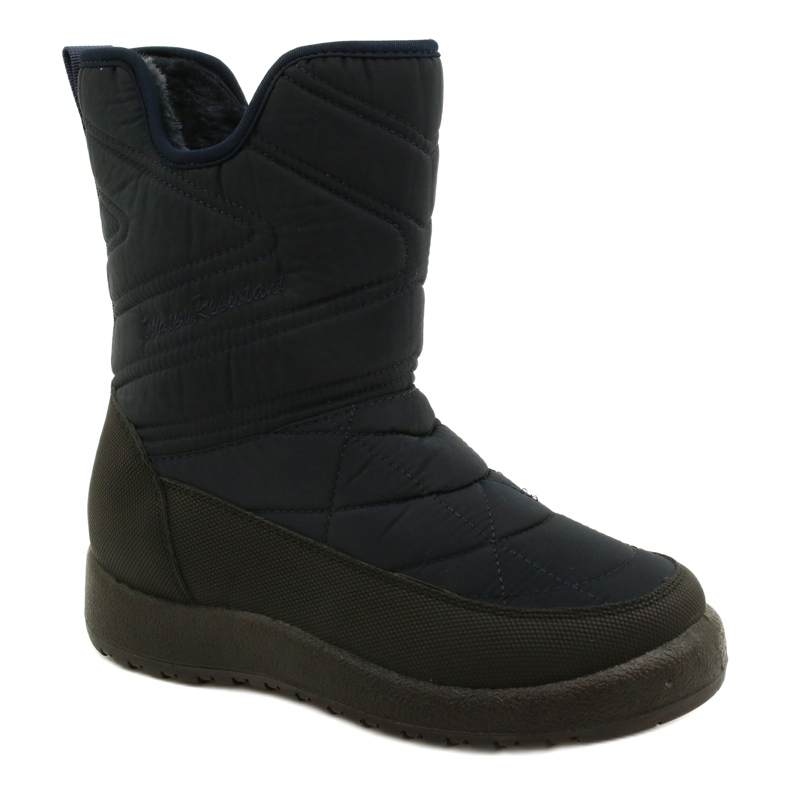 Evento Botas de neve femininas resistentes à água azul marinho preto 2