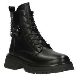 Botas femininas com um alfinete de segurança e Filippo DBT4059 Black Chain preto 1