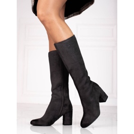 T.Sokolski Botas femininas de salto alto Sokolski cinza elegante 1