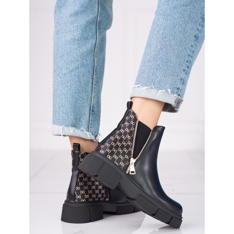 Botas Chelsea pretas de senhora na plataforma Shelovet preto 1