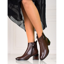 W. Potocki Botas femininas clássicas em poste baixo Potocki marrom 1