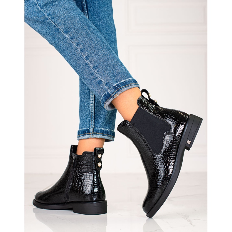 W. Potocki Botas Chelsea de mulher com isolamento Potocki preto 1