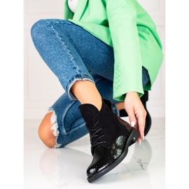 W. Potocki Botas femininas elegantes com salto chato da Potocki preto 1