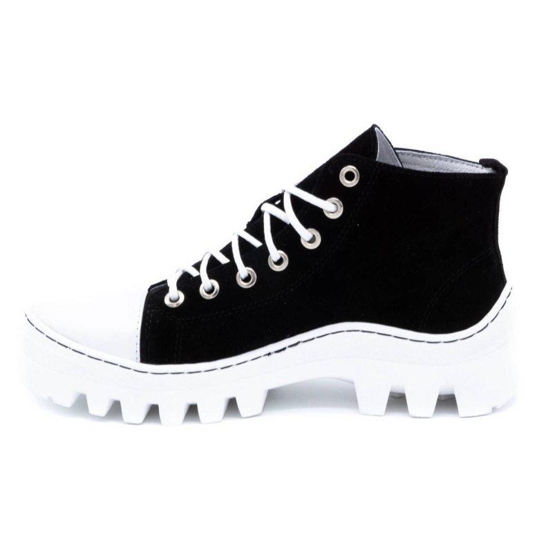 Polbut Botins femininos de couro D1 preto pérola branco 2