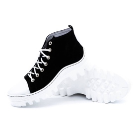 Polbut Botins femininos de couro D1 preto pérola branco 3