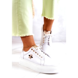 Sapatos de couro feminino na plataforma Filipczyk com zircões brancos 3