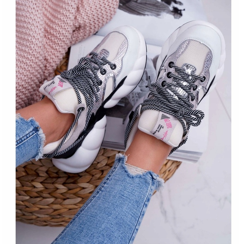 Sapatas esportivas femininas Big Star por Daniel Lopez Branco FF274A546 preto prata 4