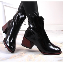 Botas de salto alto laqueadas pretas de mulher por Vinceza preto 1