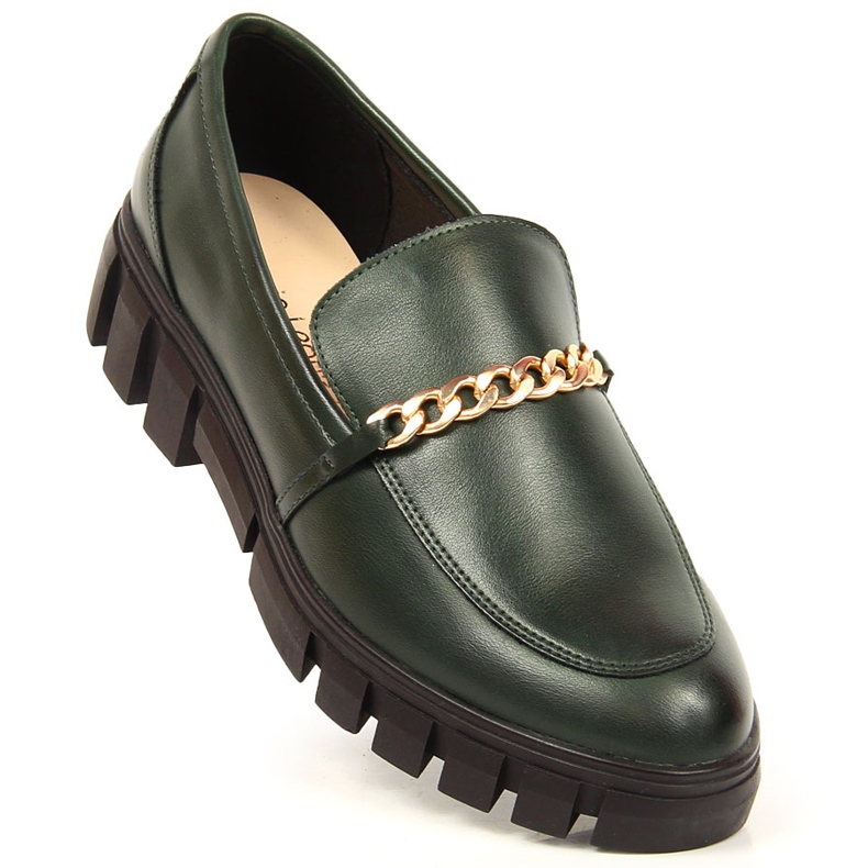 Mocassim feminino plataforma com corrente verde Sergio Leone 1