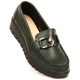 Mocassim feminino plataforma com decoração verde Sergio Leone 1