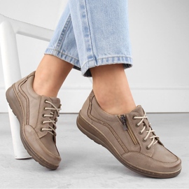 Sapatos femininos confortáveis ​​de couro Helios marrom castanho 1