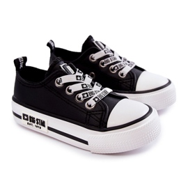 Tênis infantil de couro Big Star KK374043 Preto-Branco 2