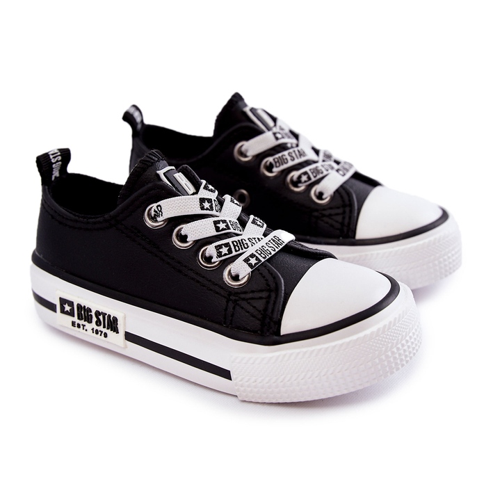 Tênis infantil de couro Big Star KK374043 Preto-Branco 2