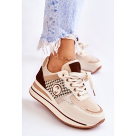 FB2 Sapatos esportivos femininos da moda em cunha bege-marrom Aronne castanho 1