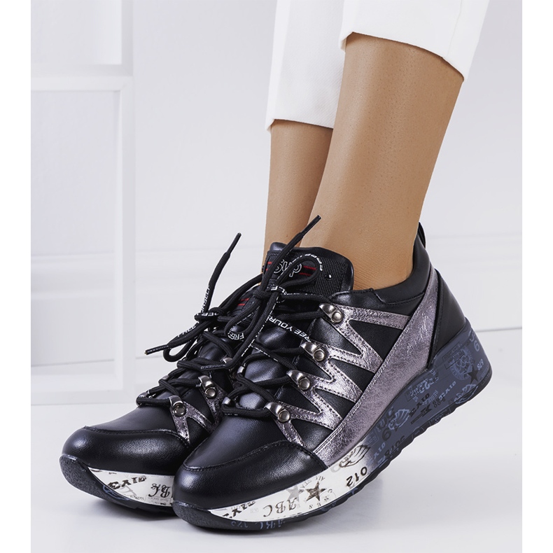 BM Tênis Ballard preto e metalizado prata 1