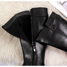 Botas femininas de couro Dolce Pietro pretas preto 2