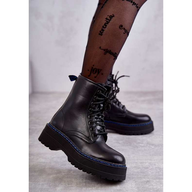 Botas femininas amarradas Glany Black Callie preto 1