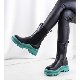 PA1 Botas pretas na plataforma verde Ruket preto 2