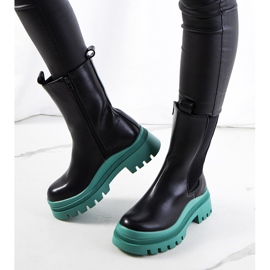 PA1 Botas pretas na plataforma verde Ruket preto 1