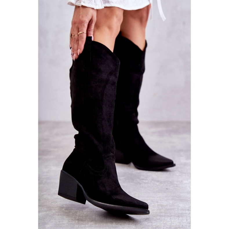 WS1 Bota cowboy de camurça Casey preta preto 1