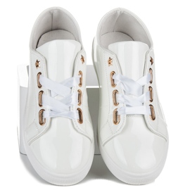 Ideal Shoes Tênis lacados com uma fita branco 1