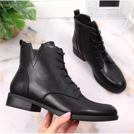 S.Barski Botas pretas com cadarço e zíper S. Barski preto 1
