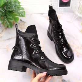 S.Barski Botas pretas de verniz com lantejoulas por S. Bararski preto 1