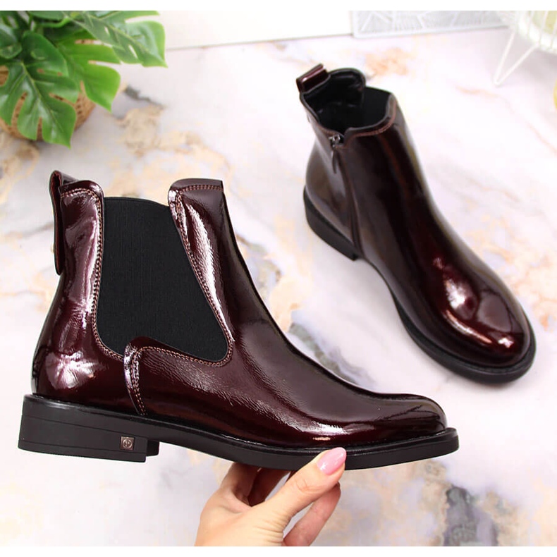 Botas femininas, envernizadas, bordô Potocki WOL93B clarete 1 Botas femininas, envernizadas, bordô Potocki WOL93B clarete 1